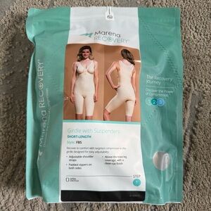 Marena Recovery Suspender Girdle FBS short bodysuit beige post op large new